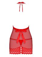 Skin-tight chemise, see-through mesh, lace inlays